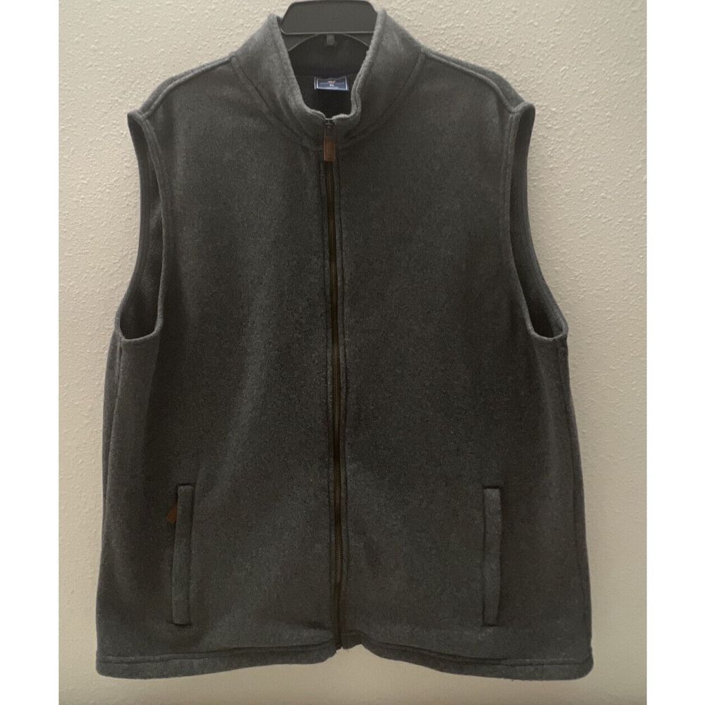 Vineyard Vines Men's Sz XL Full Zip Heathered Gray Vest Pockets Embroidered Whal